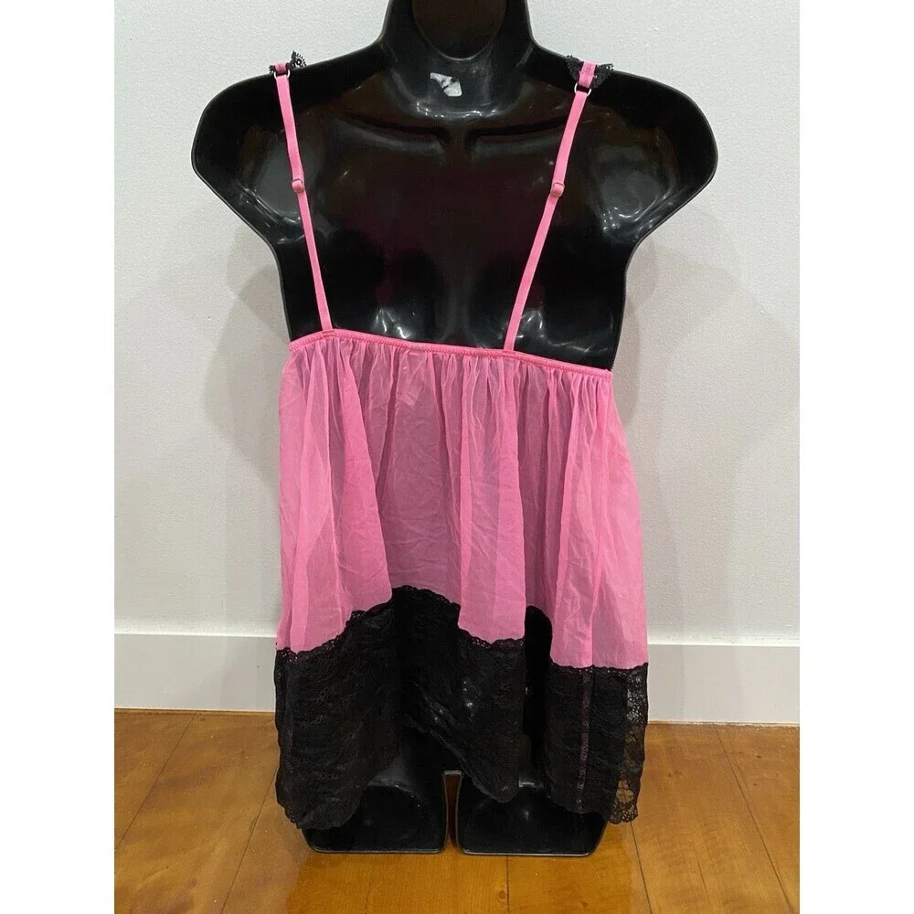 VTG Victorias Secret Womens Silver Label Babydoll Cami Top MEDIUM Lace Lingerie